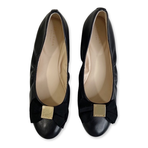 Cole Haan Shoes - Cole Haan Tali Black Leather Soft Bow Ballet Flats Sz 8.5
